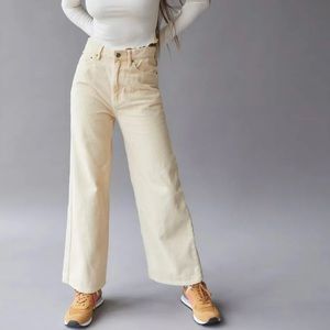 Urban Outfitters BDG High & Wide Corduroy Pant Ivory EUC Worn Once